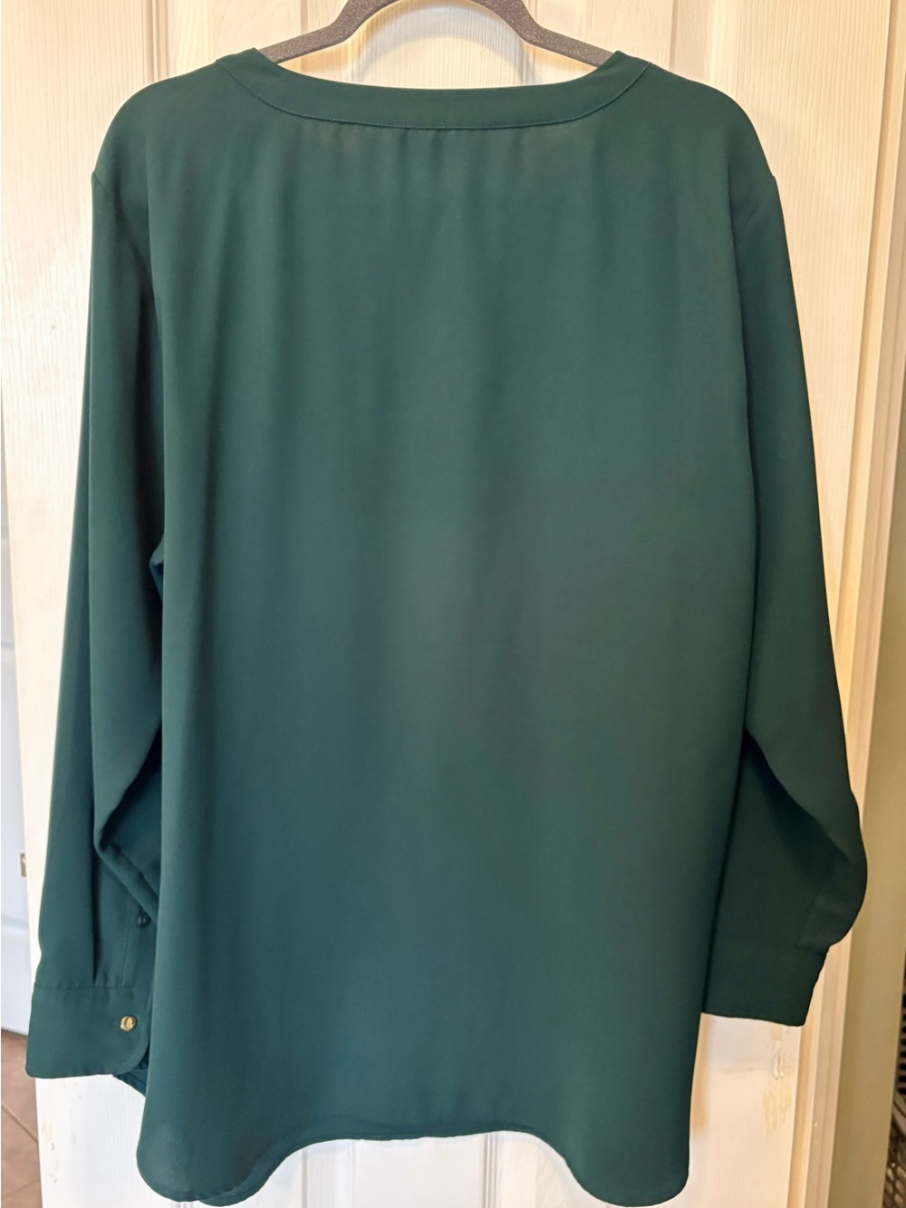Lauren Ralph Lauren 2X Dark Green Long Sleeve Blouse with Buckle Accent - Picture 3 of 7